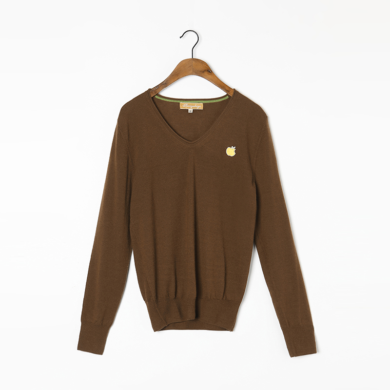 100 Cashmere Sweater Women Worsted Yarn Extra Thin Brown Embroidery Sweaters Warm Soft Solid Natural Fabric High Quality